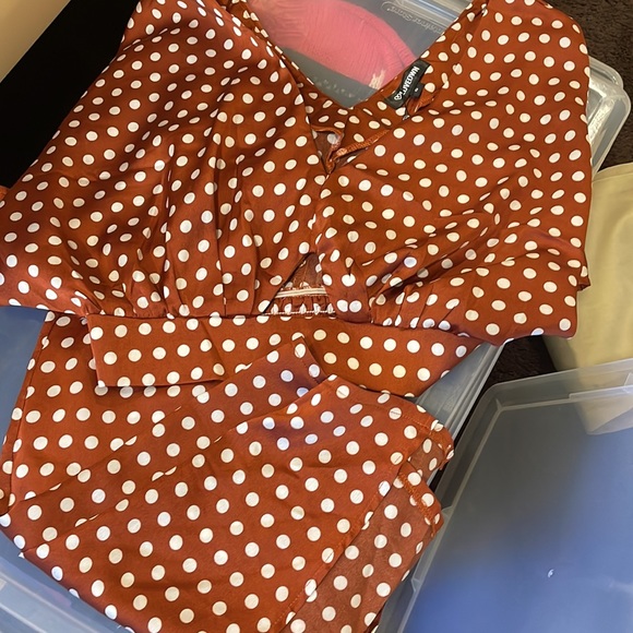 Rust polka dot top and skirt co ord - Picture 5 of 5